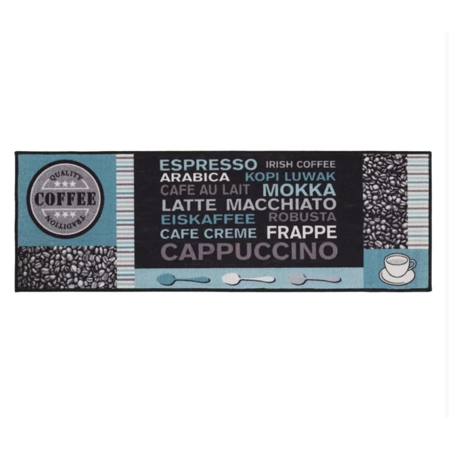 Cafe crema kék konyhai futószőnyeg 50x150 cm